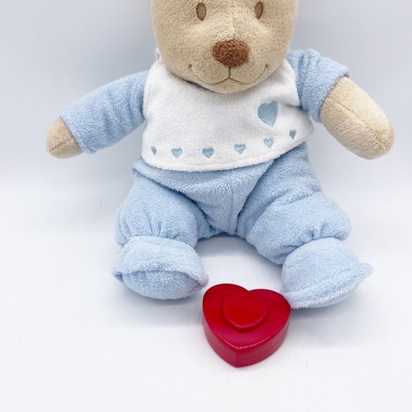 Baby Connection Plush Blue Teddy Bear Beating Red Plastic Heart Heartbeat 14” - Picture 9 of 16